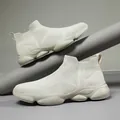 Zapatillas deportivas gruesas para hombre de talla grande, flyknit transpirable beige. - 39 / Beige