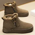 Bottes de neige chaudes pour hommes avec fermeture éclair latérale et doublure en peluche. - 39 / Marron