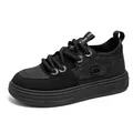 Zapatillas de gamuza negra para hombre con suela gruesa y cordones de cuerda gruesos. - 39 / Negro