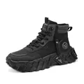 Black high-top Martin boots with chunky anti-slip sole for men's outdoor casual wear - 39 / ZL002 Black