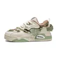 Vintage winter camouflage sneakers with warm plush lining in olive green and cream - 39 / Fleece Lined Style / Beige and Green
