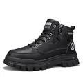 Botas Martin negras para hombre con cremallera lateral y suela gruesa antideslizante - 39 / Zapatos planos / Negro
