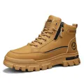 Botas Martin de hombre en color tostado con cremallera lateral y suela gruesa de montaña. - 39 / Zapatos planos / Caqui