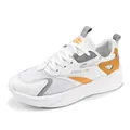 Ademende casual herensneakers in wit met oranje accenten voor de lente buitenactiviteiten - 39 / Grijswit
