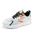 Ademende heren sportsneakers in wit met oranje en turquoise accenten voor heren. - 39 / Wit en Oranje