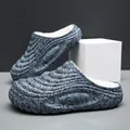 Waterproof blue graffiti men's winter slippers with thick fleece lining and durable soles - 36/37 / Graffiti Print Style (2501-8) / Grey Blue