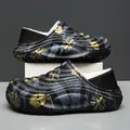 Waterproof men's winter slippers with fleece lining and Union Jack pattern in black. - 36/37 / UK Flag Graffiti Style (2501-1) / Black