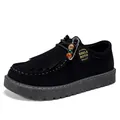 Stylish black microfiber casual loafers featuring unique beaded pin decoration and thick sole - 39 / Black