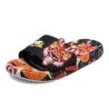 Chinese Dragon Year themed men's slides with 3D dragon decoration and soft thick sole - 36 / Black