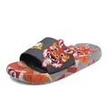 Men's Chinese Dragon themed slides featuring soft EVA sole and 3D red dragon detail - 36 / Gray