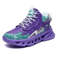 Men's lightweight chunky outdoor sneakers in purple and teal colorway with thick TPU sole. - 39 / Fleece Lined Style / Purple