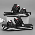 Sandali sportivi neri da uomo con suola spessa, cinturini intrecciati e dettaglio "SMILE". - 36 / Stile Sandalo Ciabatta Doppio Uso (3310) / Nero