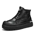 Botas de trabajo de media caña negras para hombre con suela gruesa y muy resistente - 39 / Negro