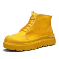 Botas de trabajo de moda al aire libre de color amarillo vibrante para hombre - 39 / Amarillo