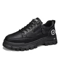 Scarpe da lavoro outdoor nere da uomo con suola spessa e dettaglio cerniera laterale. - 39 / Nero (Semplice)