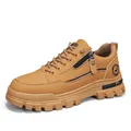 Scarpe da lavoro outdoor marroni da uomo di alta qualità con suola spessa e cerniera - 39 / Cachi (Scarpa Singola)