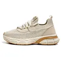 Zapatillas beige de pana transpirables con suela gruesa y textura de punto muy elegante - 39 / Beige