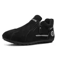 Men's black casual work shoes featuring side zipper and non-slip durable rubber sole - 39 / Black