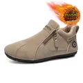 Bottines homme avec doublure en peluche chaude, coloris kaki, fermeture éclair et semelle antidérapante - 39 / Khaki (Doublé Polaire)