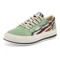 Ethnic style green canvas sneaker with colorful woven patterns and thick rope laces - 39 / Style 537 / Green