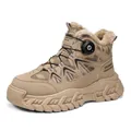 Men's winter high-top hiking boots with warm fur lining and rotary buckle closure. - 39 / Khaki