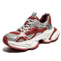 Chaussures de sport respirantes en maille pour hommes de style mode argent et rouge - 40 / Gris-Rouge