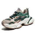 Baskets dad volumineuses et respirantes pour hommes en vert et beige style sport chic - 40 / Beige-Vert