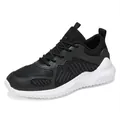 Ademende fly-knit sportschoenen met dikke witte zool in zwart-wit kleurstelling - 38 / Zwart Wit