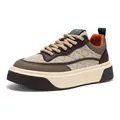 Zapatillas de plataforma bajas para hombre en cuero impermeable marrón y beige - 39 / Estilo Acolchado de Bloque de Color (A56) / Beige Marrón