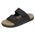 Sandali estivi da uomo neri con doppia fascia e plantare con texture intrecciata - Ciabatte a Fascia Casual (BXJ-7052)