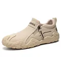 Mocasines de lona beige transpirables para hombre con una cremallera lateral - 39 / Beige