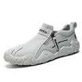 Mocasines de lona transpirables grises para hombre con detalle de cremallera de moda - 39 / Gris