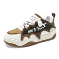 Chunky platform sneakers with unique bat-wing design in white and brown - 39 / Off White