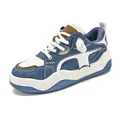 Blue and white chunky platform bread sneakers with thick laces and breathable design - 39 / Blue & White