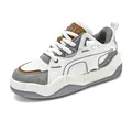 Breathable chunky platform sneaker with white and grey multi-material upper design - 39 / Grayish White
