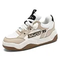 Stylish beige and white platform sneakers with breathable mesh panels - 39 / Off White