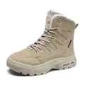 Waterproof men's khaki outdoor military boots with thick sole and fleece lining - 40 / Fleece Lined Style / Khaki