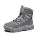 Men's gray waterproof outdoor combat boots with thick sole and warm fleece lining - 40 / Fleece Lined Style / Gray