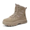 Durable men's khaki tactical outdoor boots with thick lug sole for hiking and work - 39 / Regular Fit / Khaki
