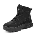 Men's black tactical military boots with thick platform sole for hiking and outdoor sports - 39 / Regular Fit / Black