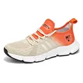 Lightweight orange gradient breathable flyknit running shoes with popcorn sole for men - 37 / Beige Orange