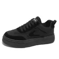 Stylish retro men's black platform sneakers with thick soles and lace-up design for sports - 39 / Black