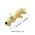 Yellow knitted plush wolf shaped dog toy for teething squeaky interaction durable - Length approx 34.5cm / Wolf