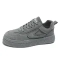 Stylish men's thick-sole retro sports sneakers in versatile grey colorway for winter - 39 / Gray