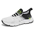 Men's lightweight fly-knit running shoes with white and black gradient knit design - 37 / White Black