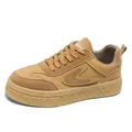 Stylish men's retro thick platform sneakers in camel khaki for autumn and winter - 39 / Khaki