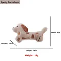 Cute spotted dachshund plush cat toy with catnip and crinkle paper, 14cm long - Spotted Dachshund