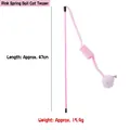 Pink interactive cat teaser wand toy with spring cloth and plush ball for cat self-hi play - Pink Spring Ball