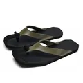 Herren Outdoor Strand-Flip-Flops aus olivgrünem Leder mit schwarzen Knotendetails - 38 / Khaki (5204)