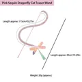 Interactive pink sequined dragonfly cat wand with 115cm flexible wire and 49cm wand - Dragonfly Style / Pink Sequin Dragonfly